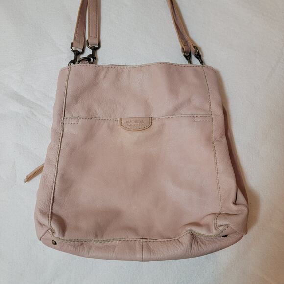 American Leather Co 100% Leather Shoulder Purse Handbag Hobo Austin Triple Entry - Picture 5 of 16